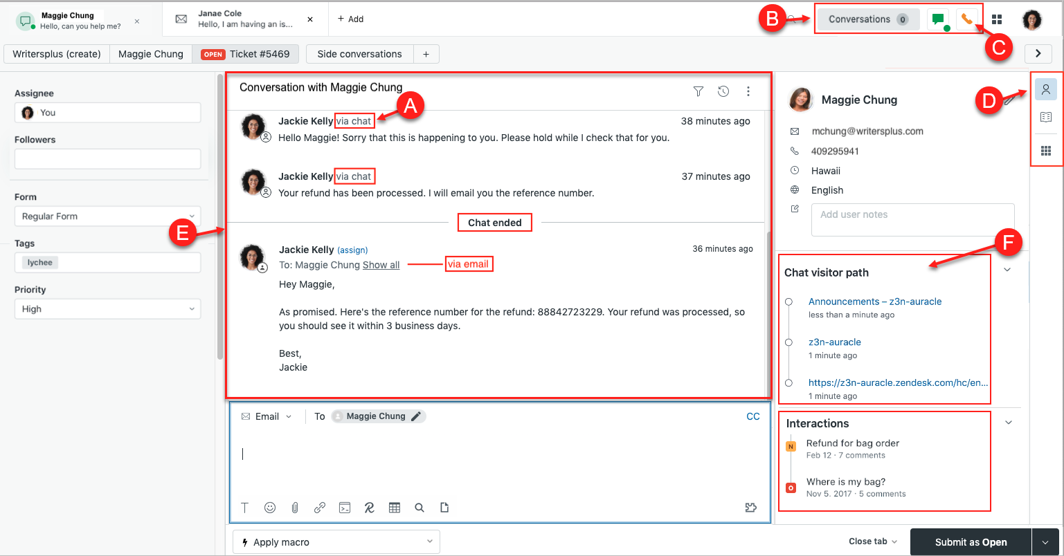 Annotated Zendesk Agent Workspace